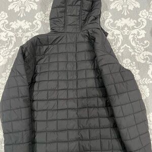 Black Quilted Hooded Jacket